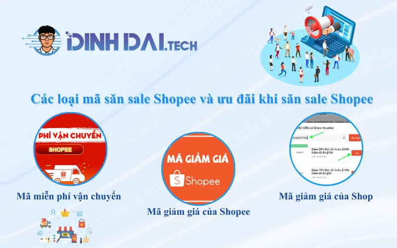 Các loại mã săn sale Shopee và ưu đãi khi săn sale Shopee