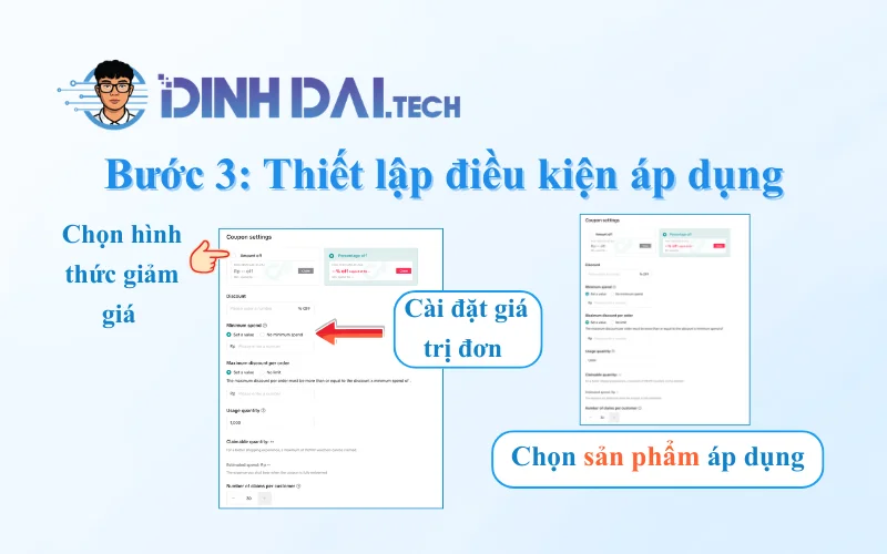 Bước 3 Thiết lập điều kiện áp dụng