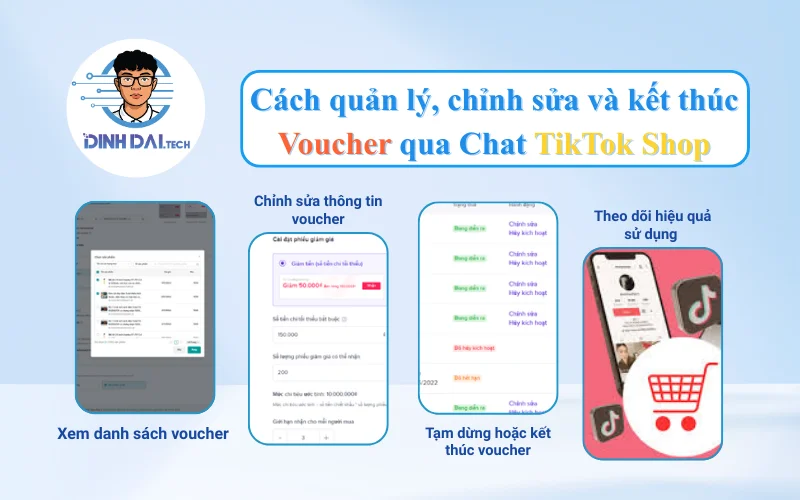 Cách quản lý, chỉnh sửa và kết thúc Voucher qua chat trên TikTok Shop