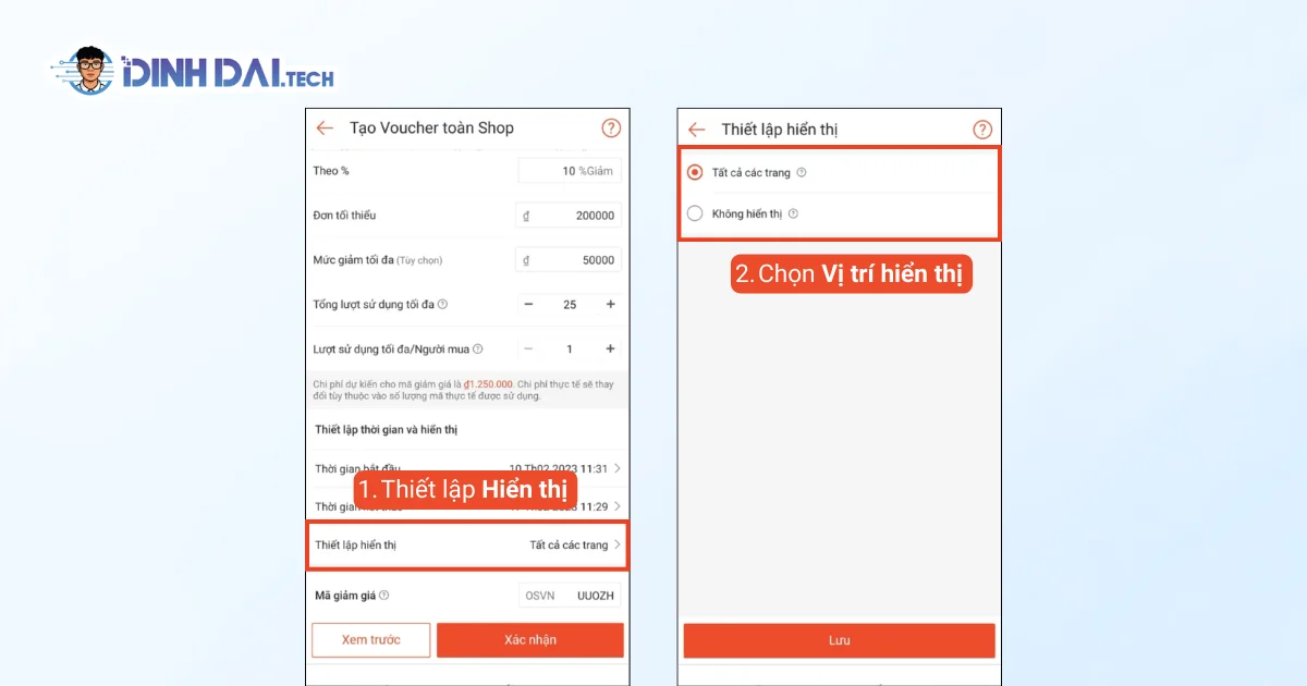 Hướng dẫn Thiết lập hiển thị