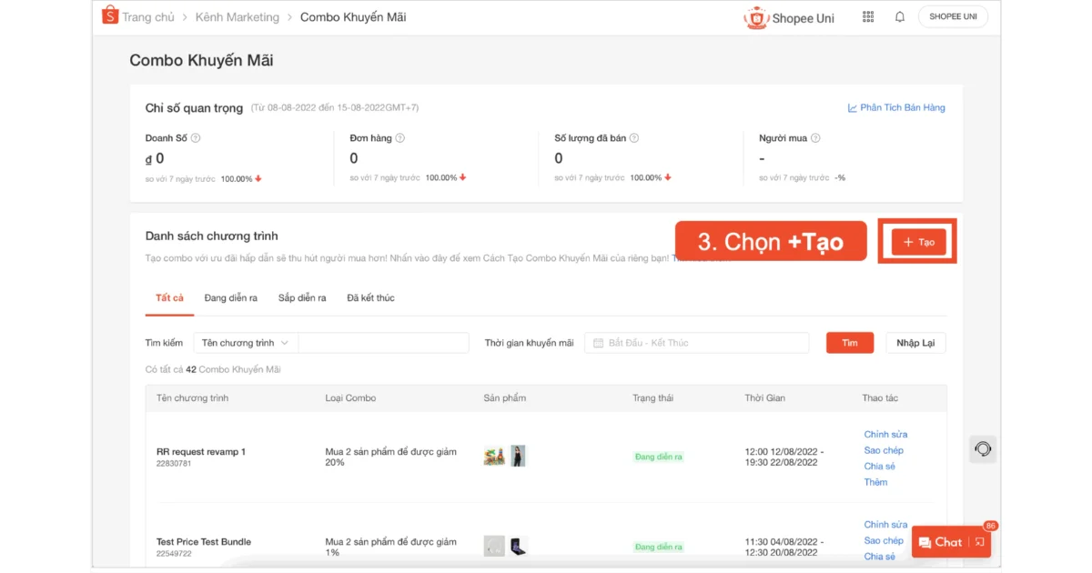 Bước 3: Nhấn nút + Tạo mới