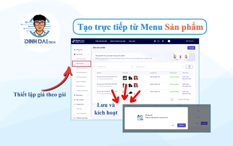 Tạo trực tiếp từ Menu Sản phẩm