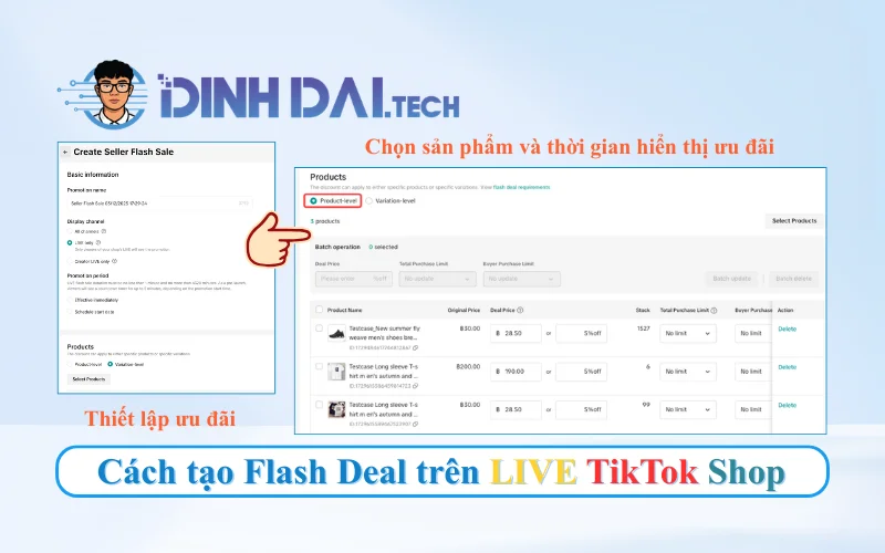 Cách tạo ưu đãi chớp nhoáng trên TikTok Shop trong LIVE