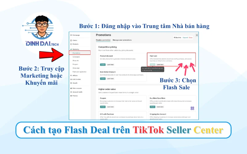 Cách tạo Flash Deal trên TikTok Seller Center (máy tính)