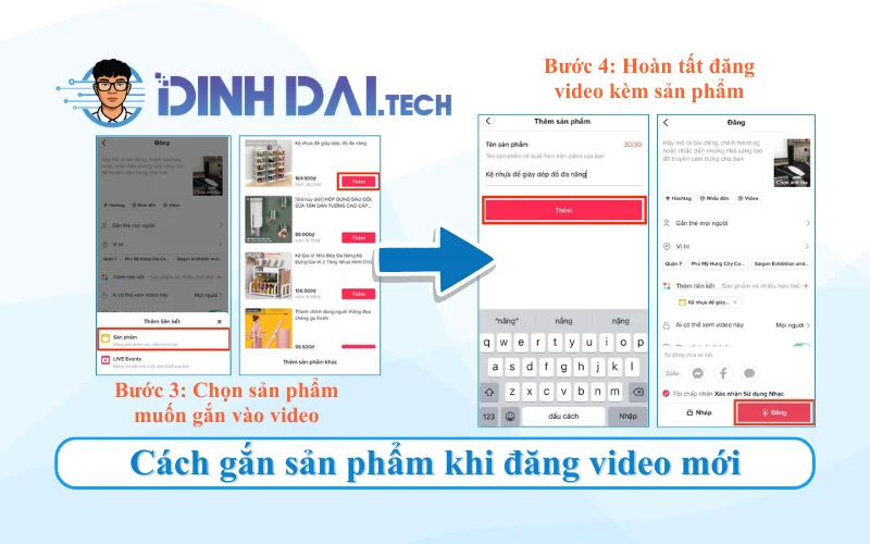 Cách gắn sản phẩm khi đăng video mới (1)