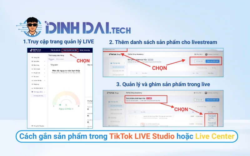 Cách gắn sản phẩm trong TikTok LIVE Studio hoặc Live Center