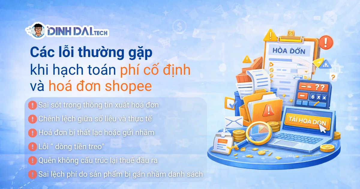CÁC LỖI THƯỜNG GẶP KHI HẠCH TOÁN PHÍ CỐ ĐỊNH VÀ HÓA ĐƠN SHOPEE