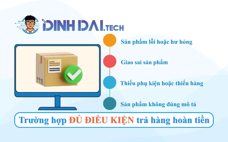 Các trường hợp đủ điều kiện trả hàng hoàn tiền