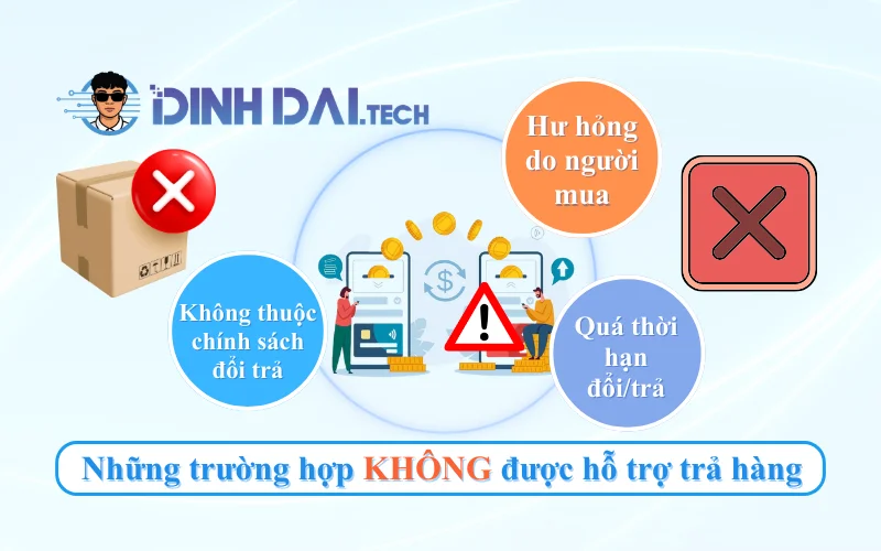 Những trường hợp không được hỗ trợ trả hàng