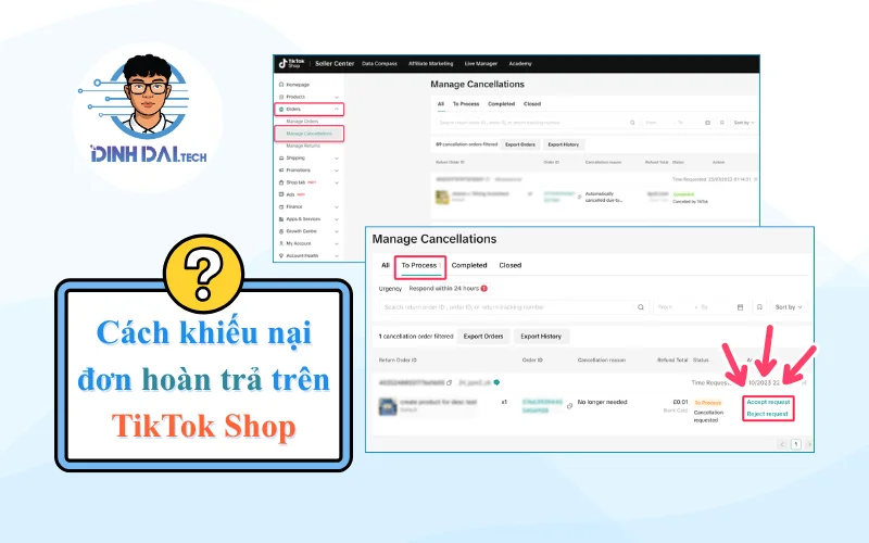Cách khiếu nại đơn hoàn đổi trả trên TikTok Shop
