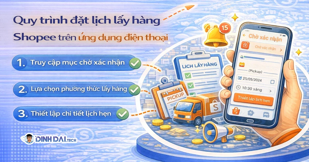 Quy trình đặt lịch lấy hàng Shopee trên ứng dụng điện thoại