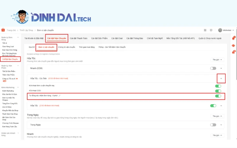 Hướng dẫn bật chi tiết từng bước (áp dụng trên Kênh Người Bán – Seller Center, cập nhật 2026)
