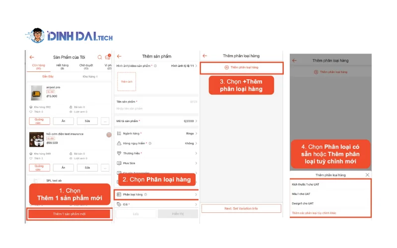 Tạo trên ứng dụng Shopee