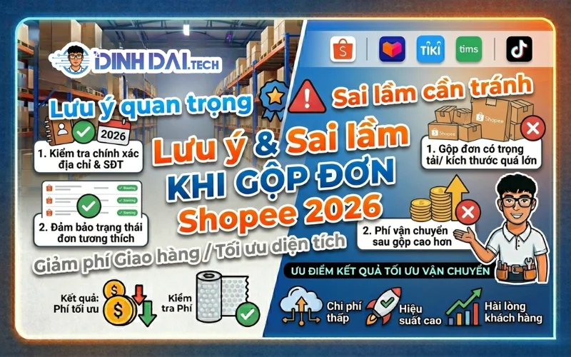 LƯU Ý QUAN TRỌNG & SAI LẦM CẦN TRÁNH KHI GỘP ĐƠN SHOPEE