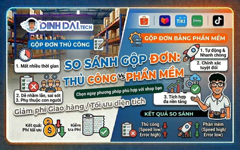 SO SÁNH GỘP ĐƠN THỦ CÔNG VỚI GỘP ĐƠN BẰNG PHẦN MỀM