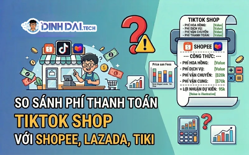 SO SÁNH PHÍ THANH TOÁN TIKTOK SHOP VỚI SHOPEE, LAZADA, TIKI
