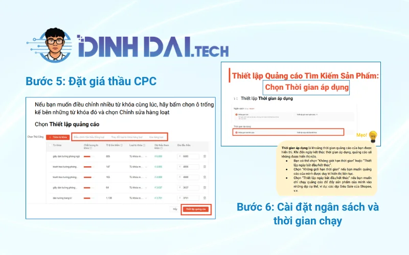 Các bước thiết lập chiến dịch Shopee Search Ads (2)