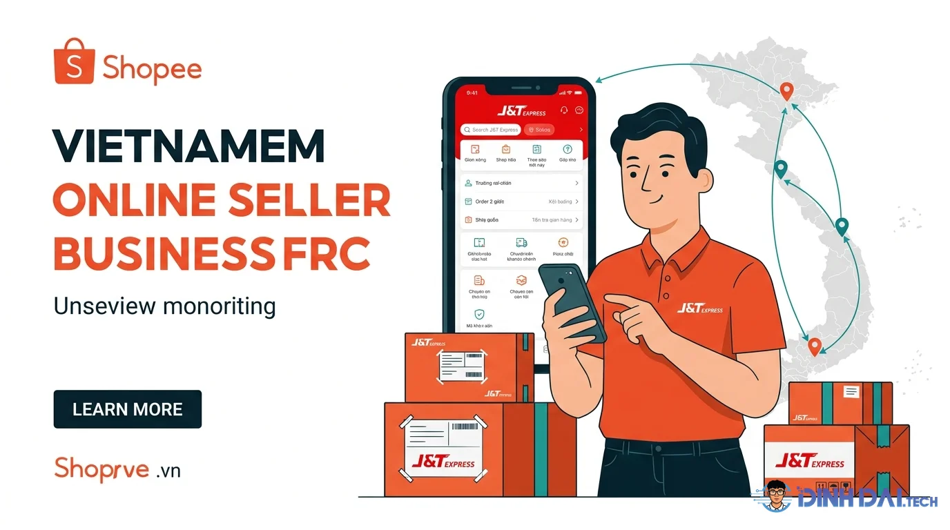 Chủ shop online quản lý đơn hàng J&T Express trên điện thoại