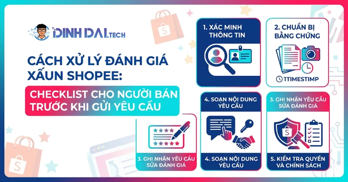 Cách xử lý đánh giá xấu Shopee: Checklist cho người bán trước khi gửi yêu cầu