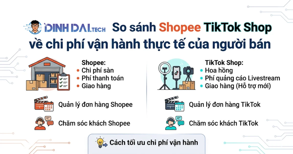 So sánh shopee tiktok shop về chi phí vận hành thực tế của người bán