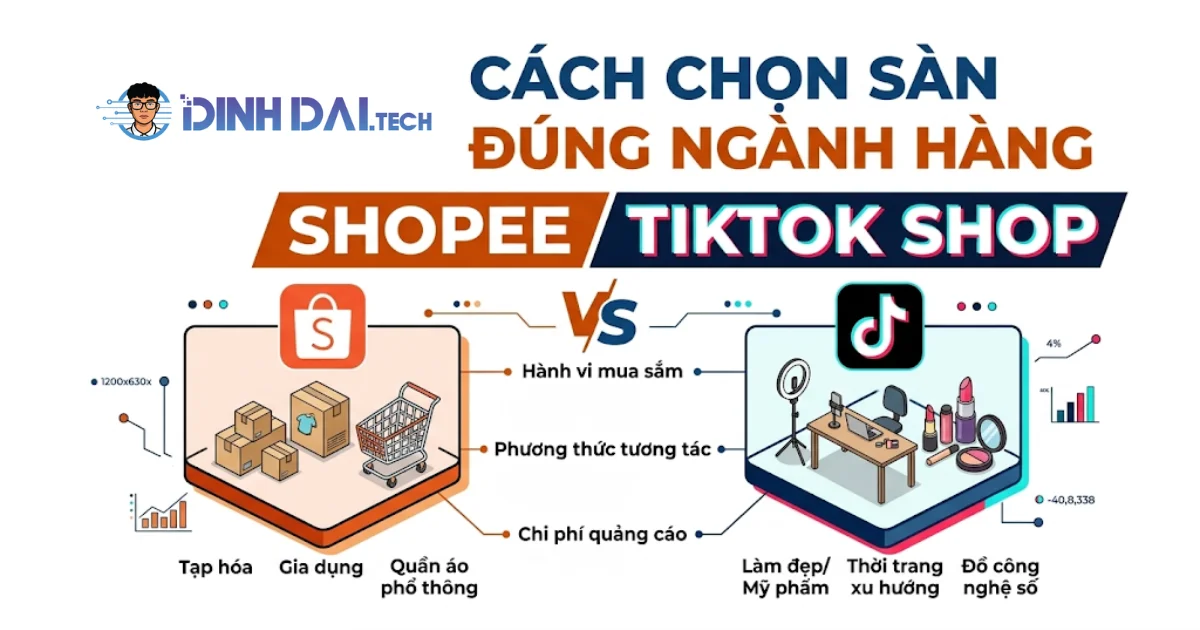 Cách chọn sàn đúng ngành hàng khi so sánh shopee tiktok shop