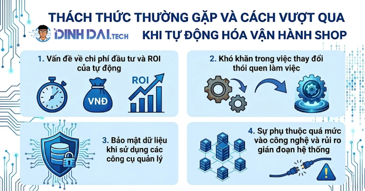 Thách thức thường gặp và cách vượt qua khi tự động hóa vận hành shop