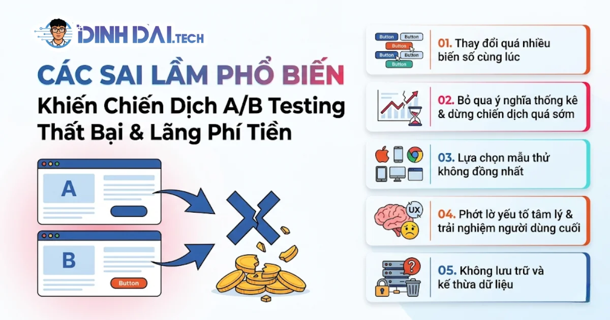 Các sai lầm phổ biến khiến chiến dịch a/b testing thất bại lãng phí tiền
