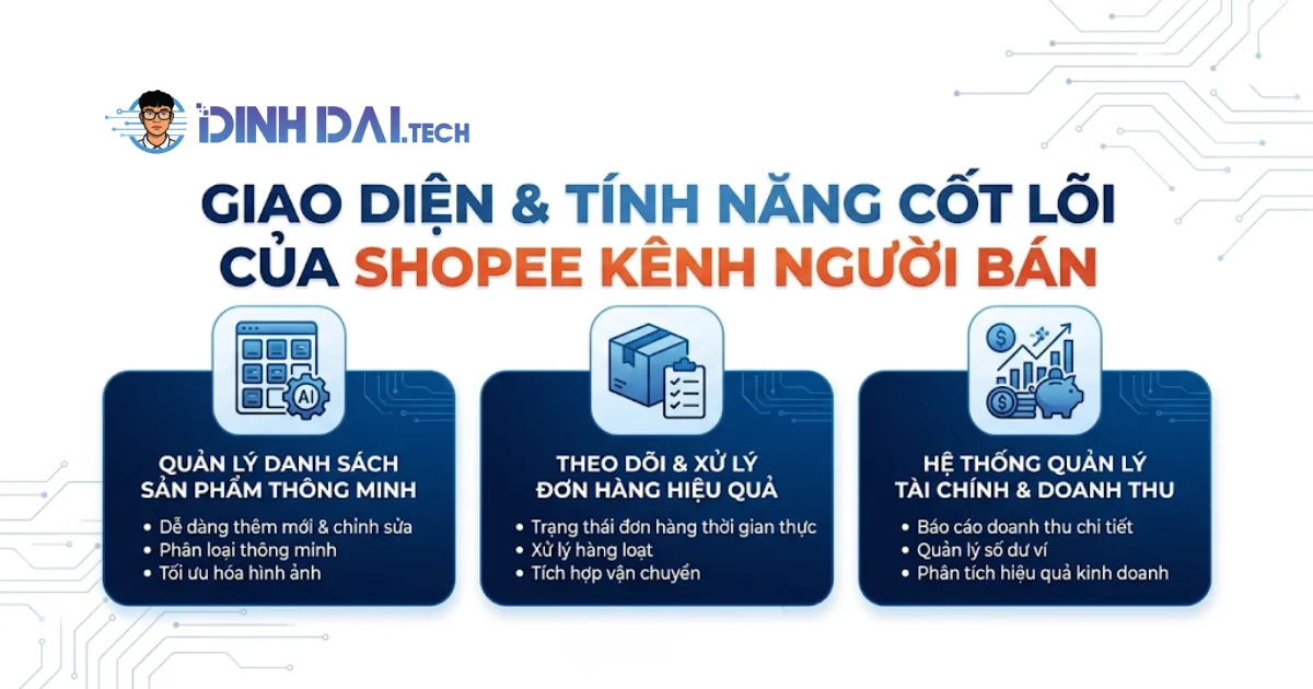 Giao diện và các tính năng cốt lõi của shopee kênh người bán bạn cần biết