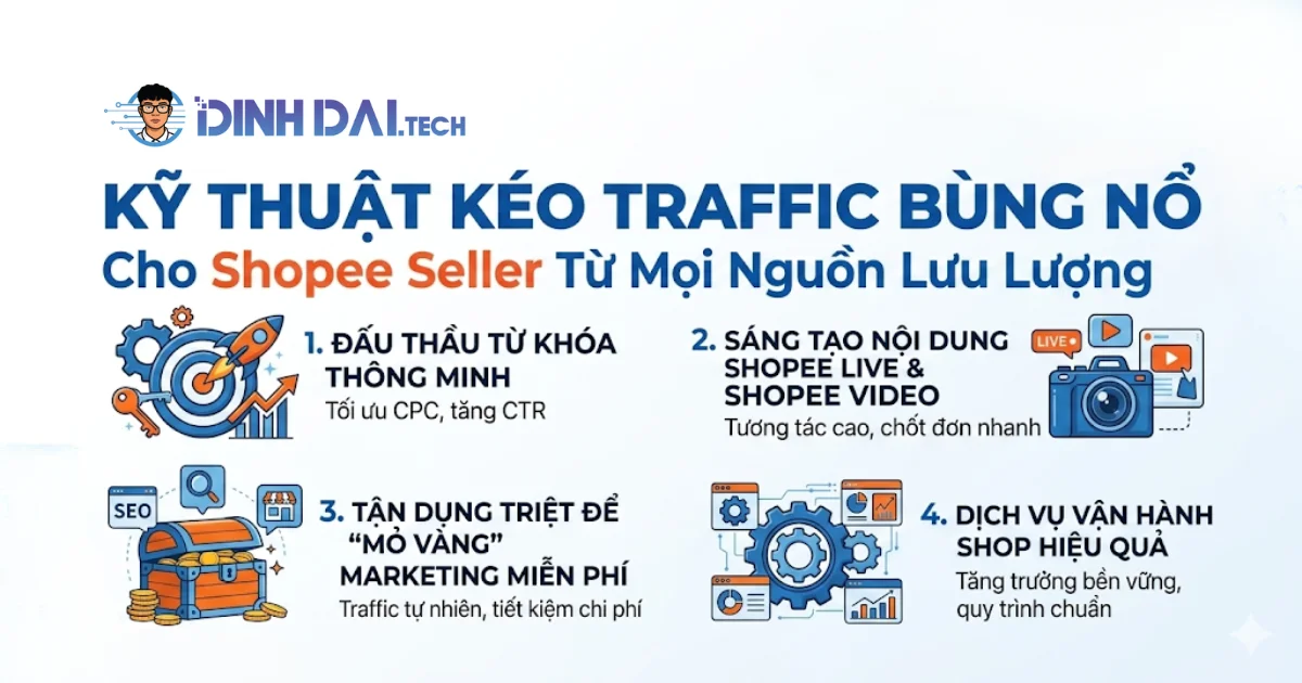 Kỹ thuật kéo traffic bùng nổ cho shopee seller từ mọi nguồn lưu lượng