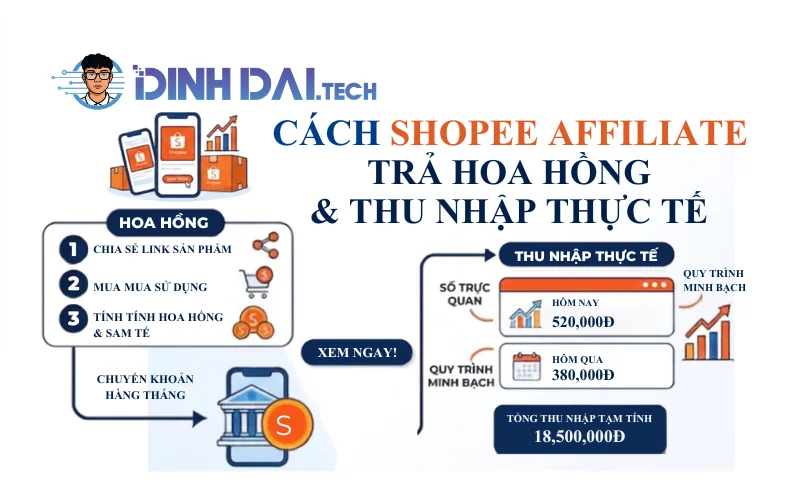 Cách Shopee Affiliate trả hoa hồng và thu nhập thực tế