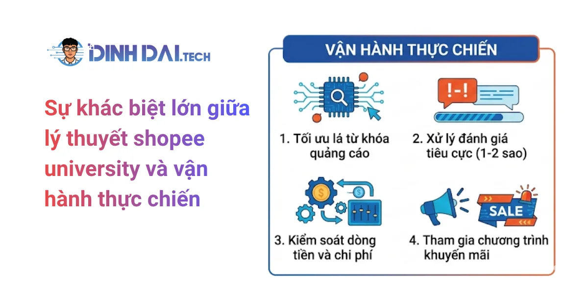Sự khác biệt lớn giữa lý thuyết shopee university và vận hành thực chiến