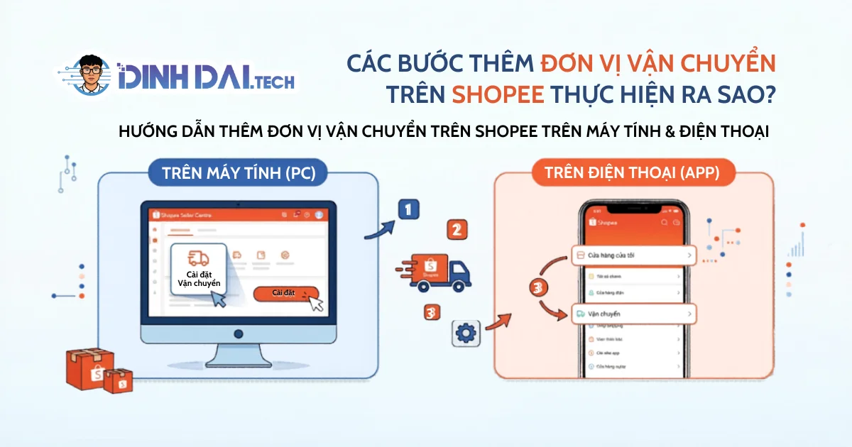 Các bước thêm đơn vị vận chuyển trên shopee thực hiện ra sao